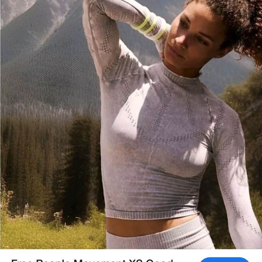 NWT Free People Movement Good Karma Ice Grey High Neck Layering Top - Picture 2 of 8